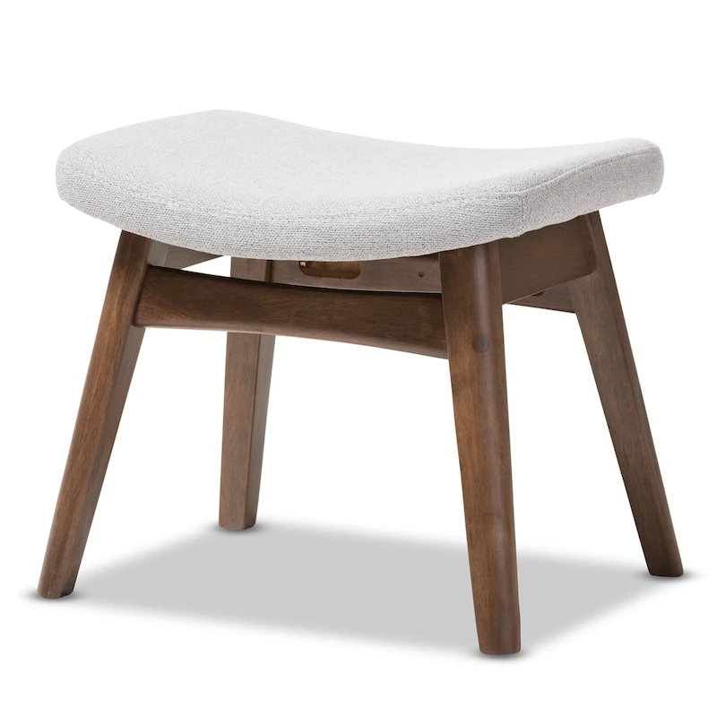 Baxton Studio Mid-Century Light Grey Fabric Upholstered Footstool