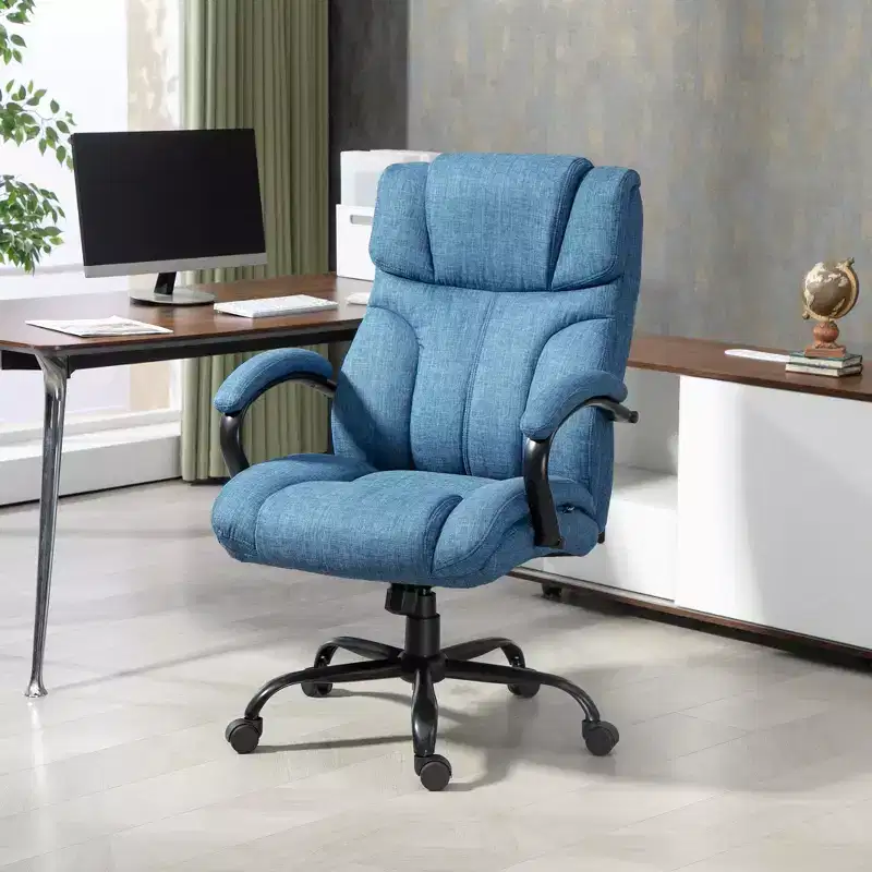 Extra Wide Comfy Chair with Adjustable Height, Ergonomic Office Chair with Padding Armrest, Criss Cross Chair for Home, Office