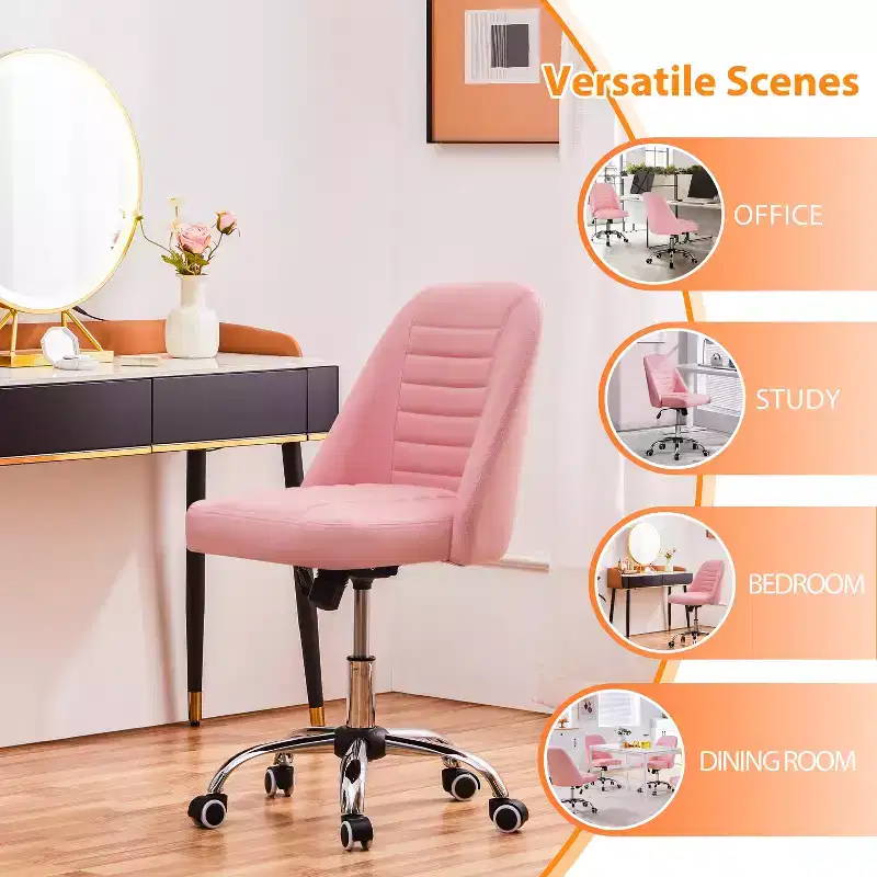 Faux Leather Mid Back Home Office Desk Chair with Chrome-plated Metal Base