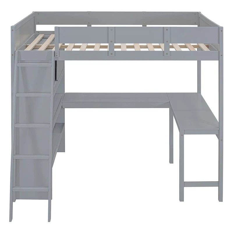 Nestfair Full Size Loft Bed with Desk and Shelf