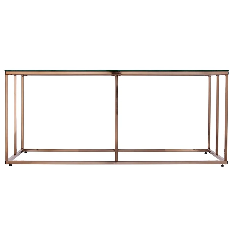 Nindel Contemporary Glass Top Champagne Metal Coffee Table