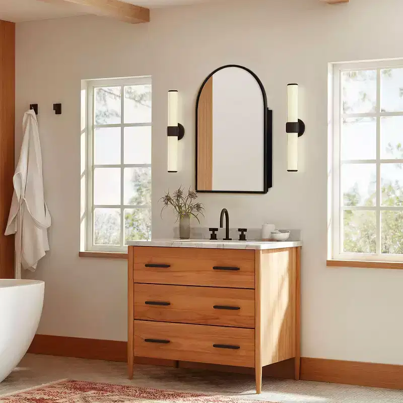 36 x 24 Arched Recessed Bathroom Cabinet with Mirror Stainless Steel Frame and 2 Adjustable Shelves Wall Medicine Cabinets Mirrors Black