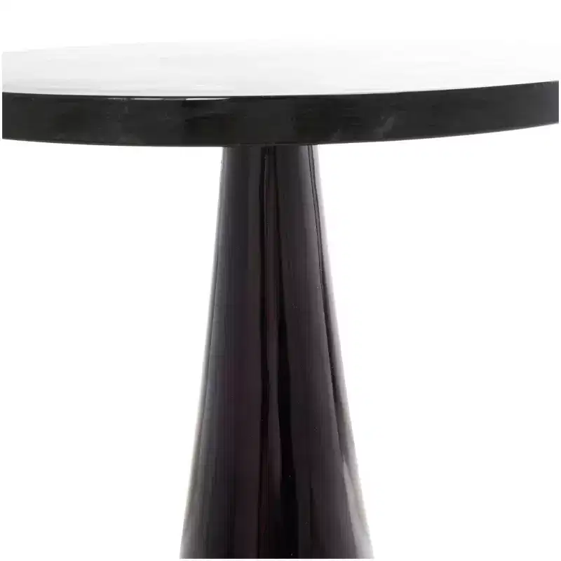 Aluminum Geometric Cone Accent Table with Textured Glass Tabletop 24 in