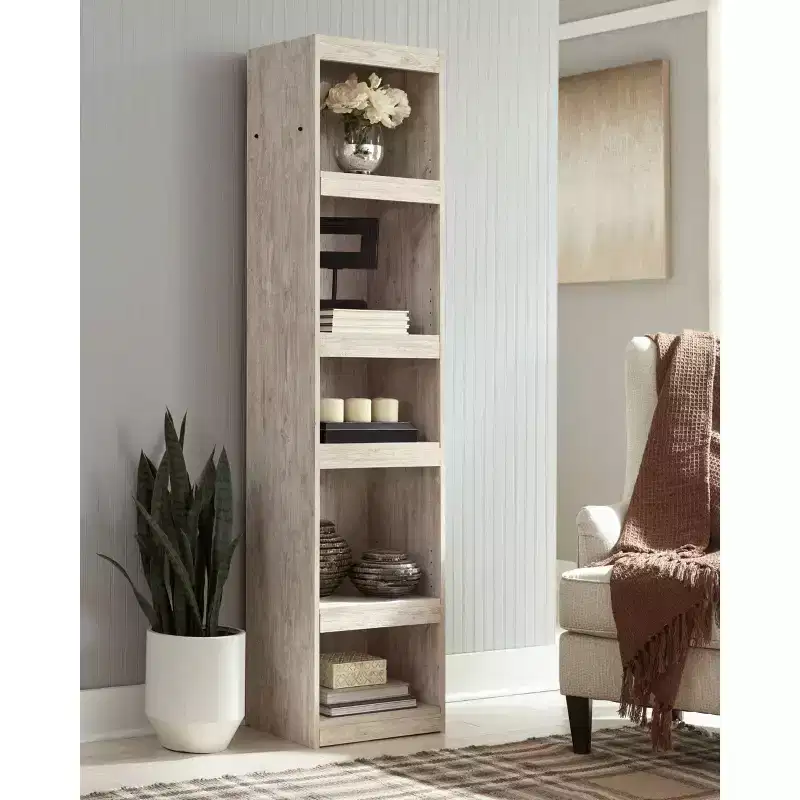 Bookshelf Whitewash - 4-Tier Ladder Style, Wood Composite, Metal Hardware