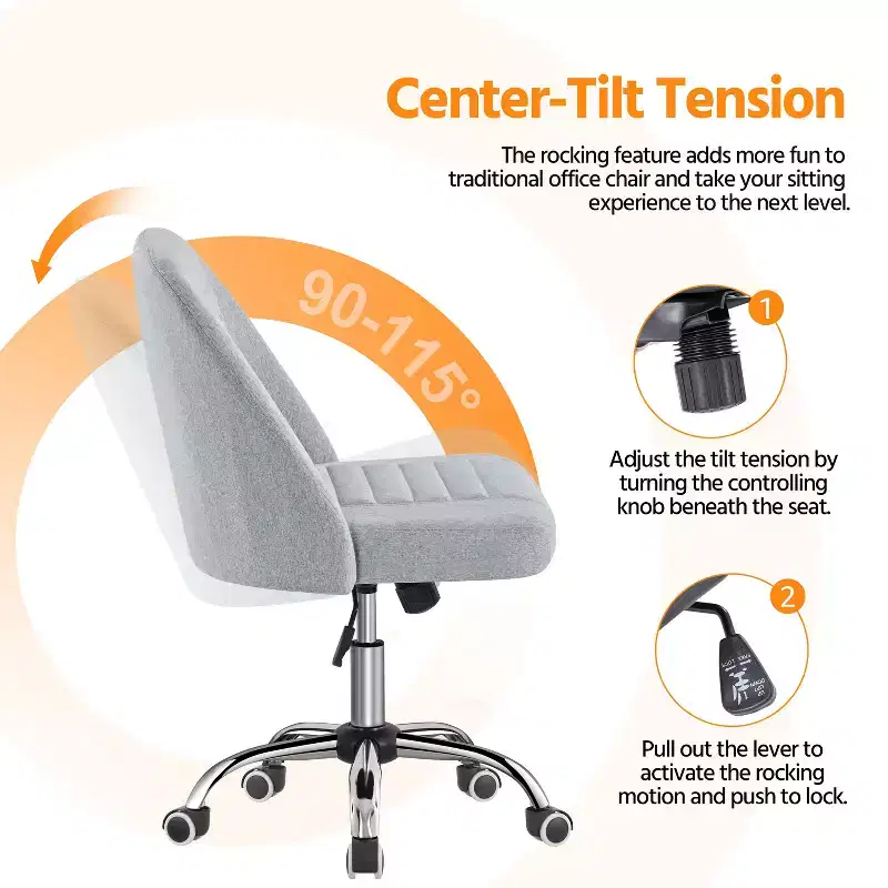 Faux Leather Mid Back Home Office Desk Chair with Chrome-plated Metal Base