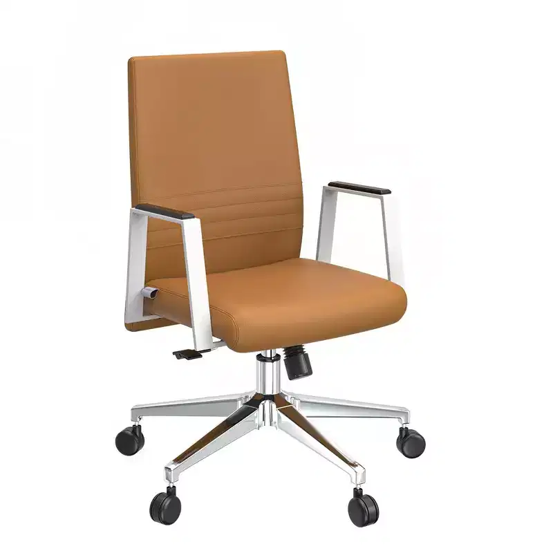 LeisureMod Aleen Modern Leather Office Chair - Swivel & Tilt Ergonomic Desk Chair with Iron Frame - Home Office