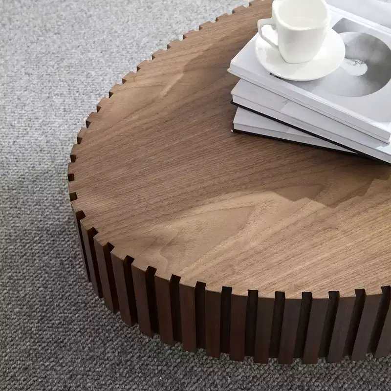 43.7 Inch Modern Oval Coffee Table, Handcrafted Center Table with Sturdy Pedestal for Living Room Bedroom Small Space