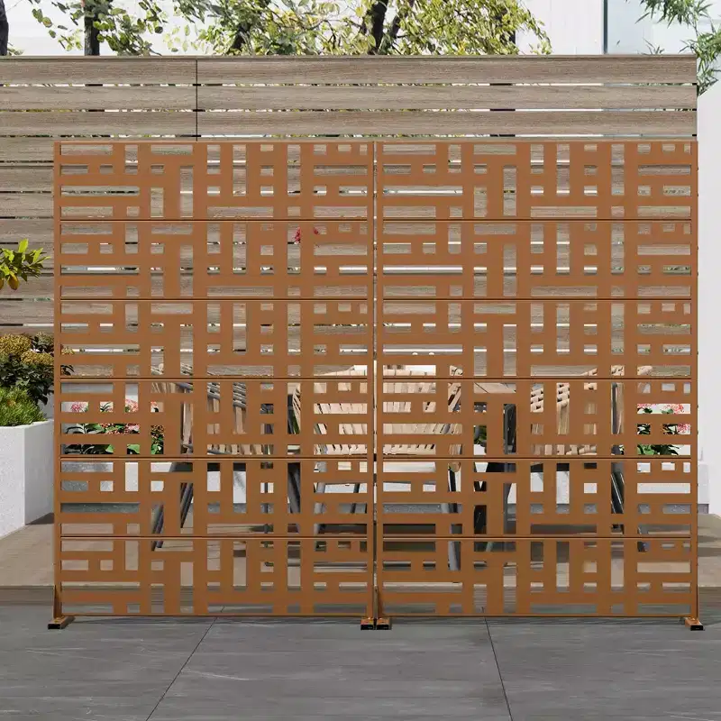 MAYEERTY Room Divider Screen Helen Street 01 Brown Galvanized Sheet 72x47x16in 6-Piece Set