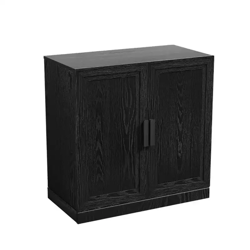 HomeRoots 31 Black Textured Door Accent Cabinet With Three Shelves