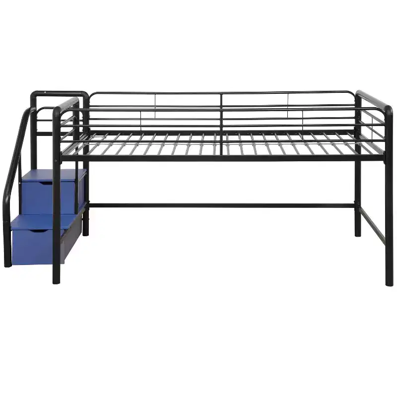 DHP Sol Junior Twin Metal Loft Bed with Storage Steps