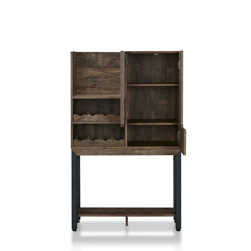 Farmhouse Reclaimed Oak Kitchen Hutch with Wine Rack