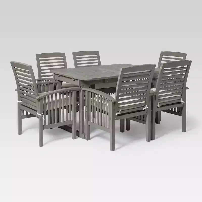 Ravenscroft 7pc Acacia Wood Patio Dining Set with Expandable Table Gray Wash - Saracina Home