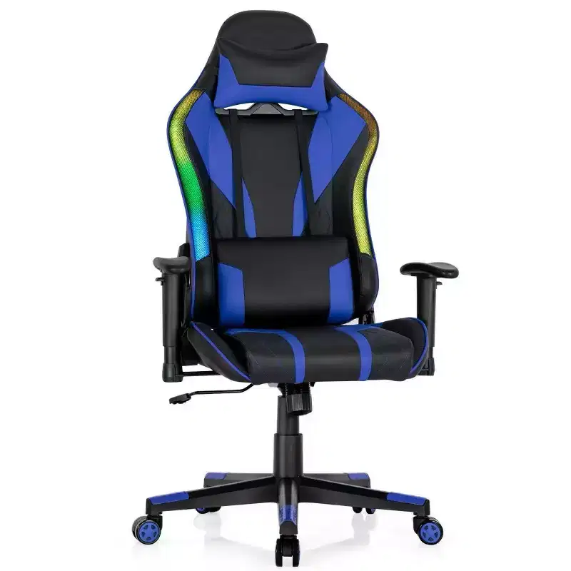Costway Gaming Chair Adjustable Swivel Computer Chair w/ Dynamic LED Lights