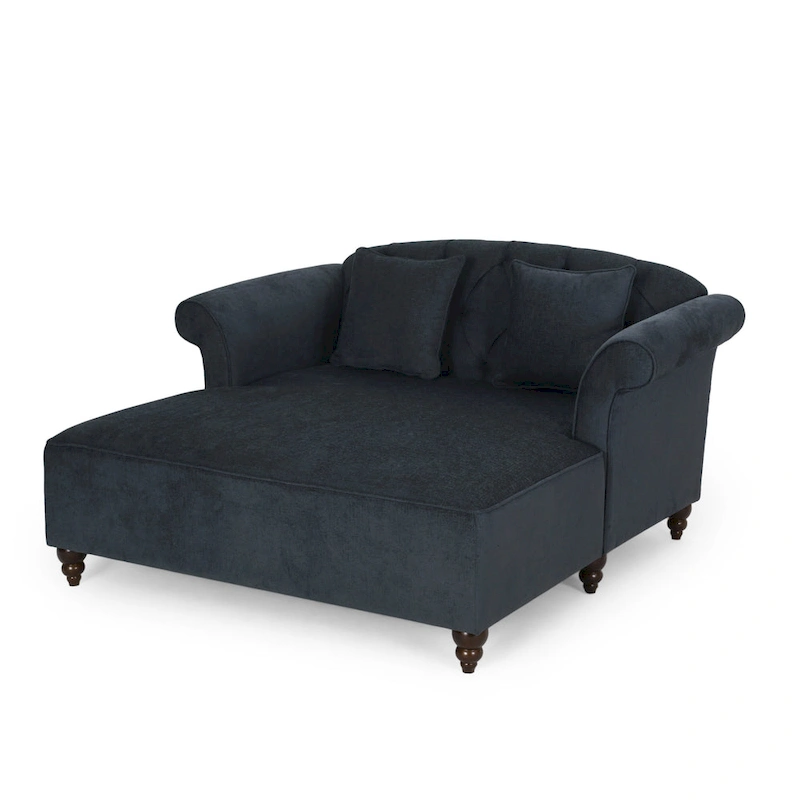 66 Upholstered Loveseat Chaise Lounge Chair with Birch Legs