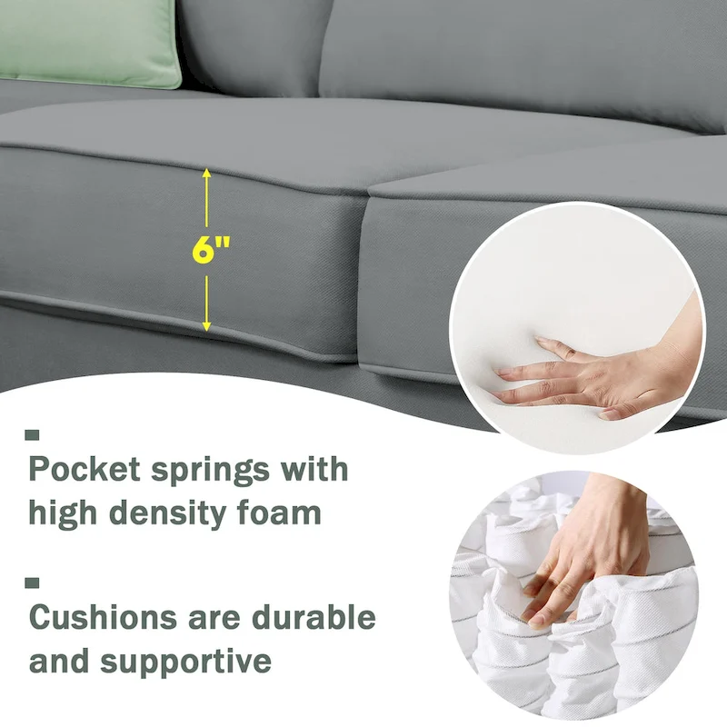 Modern Sectional Sofa with Ottoman, Modular, Spacious