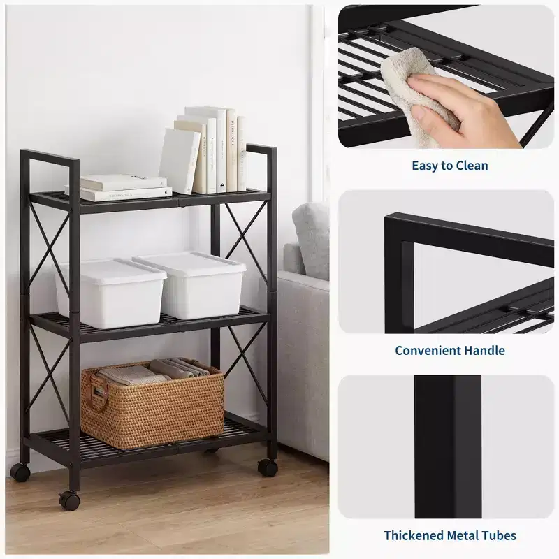 3-Tier Slim Shoe Rack Organizer  Sturdy Metal Frame & Non-Woven Fabric Shelves  Adjustable Shoe Storage for Entryway, Bedroom