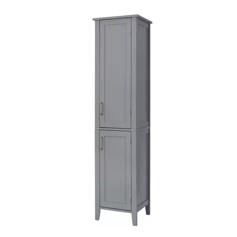 Mid Century Modern Wooden Linen Tower Cabinet Gray